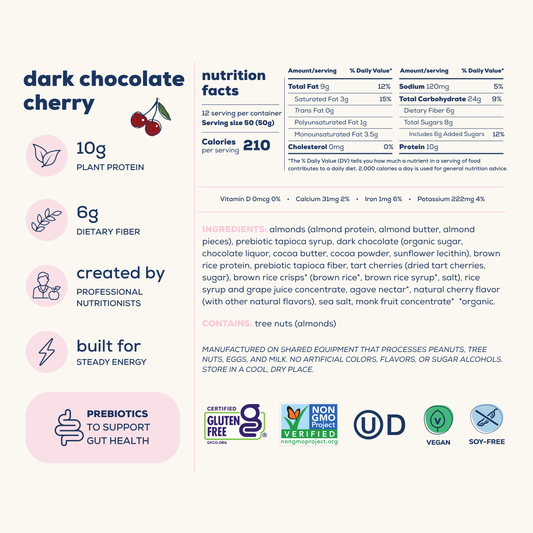 dark chocolate cherry energy bars - wholesale